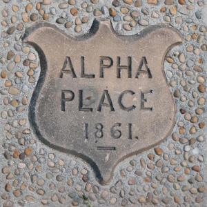Alpha Place foundation stone plaque 1861
