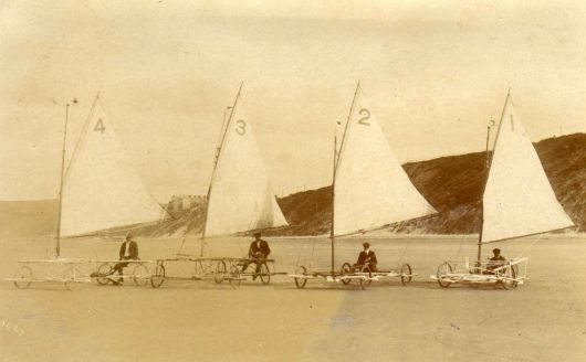 Sand yachts of the Saltburn Sand Sailing Club